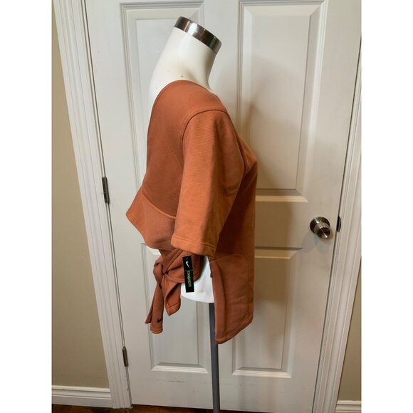 Nike Rust Brown Short Sleeve Drop Back Sweatshirt NWT, Size Small - Picture 2 of 5